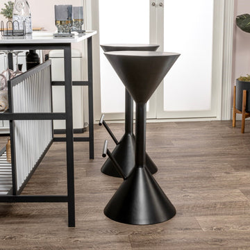 Chronos 29.75" Modern Industrial Iron Hourglass Backless Bar Stool with Foot Rest - JONATHAN Y